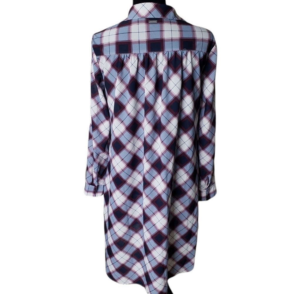 Prana Plaid Maroon Flint Maxi Tunic Size Small - Picture 8 of 11